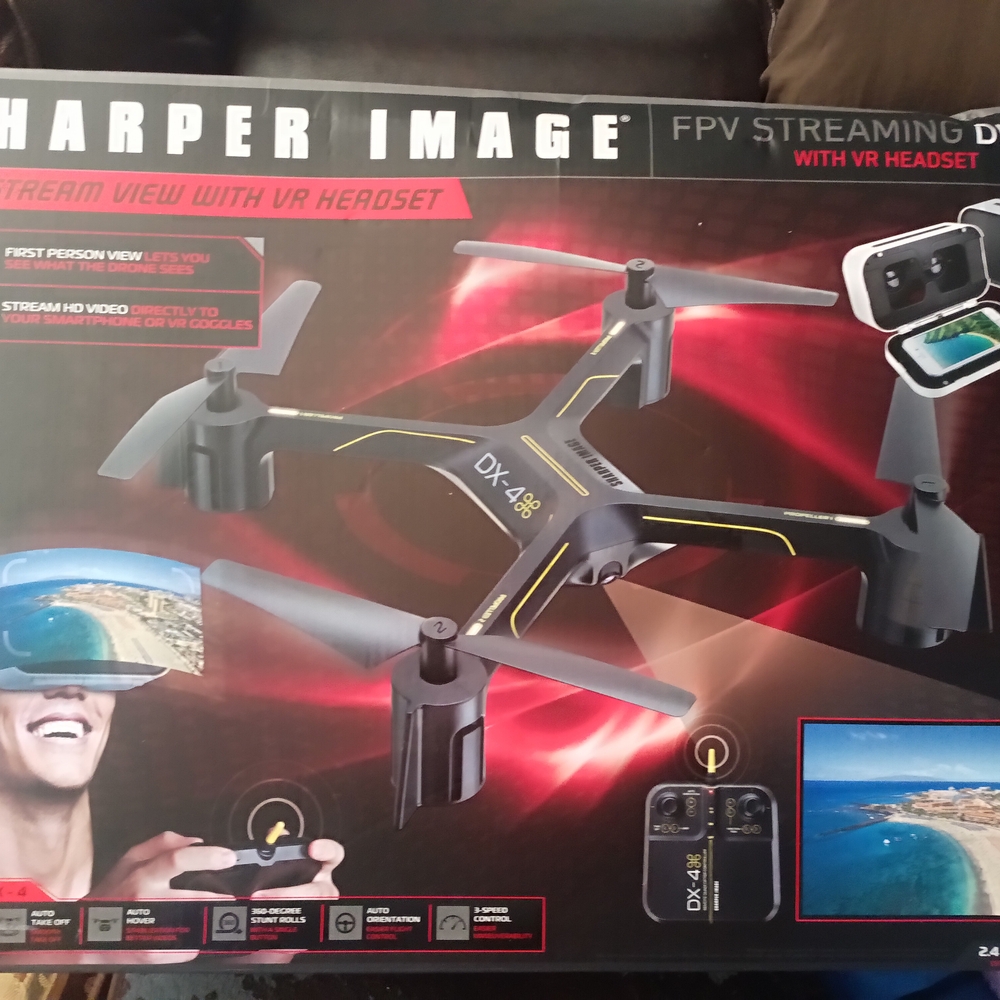 Sharper Image Black and Gray FPV Streaming Drone with VR Headset